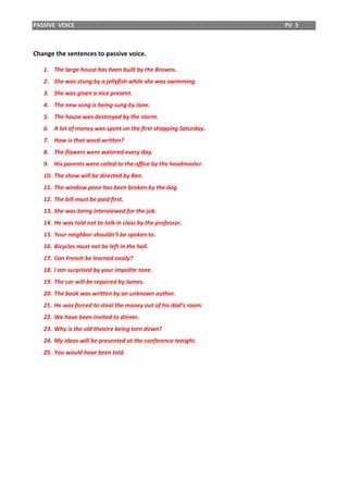 Pane Sentences Active and passive voice pv5 | PDF