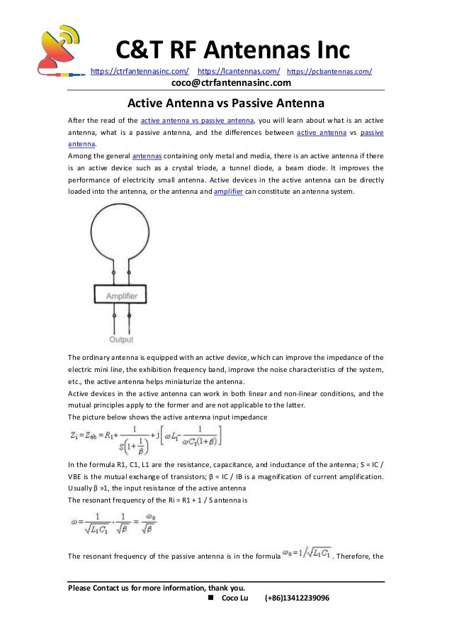 Active antenna vs passive antenna