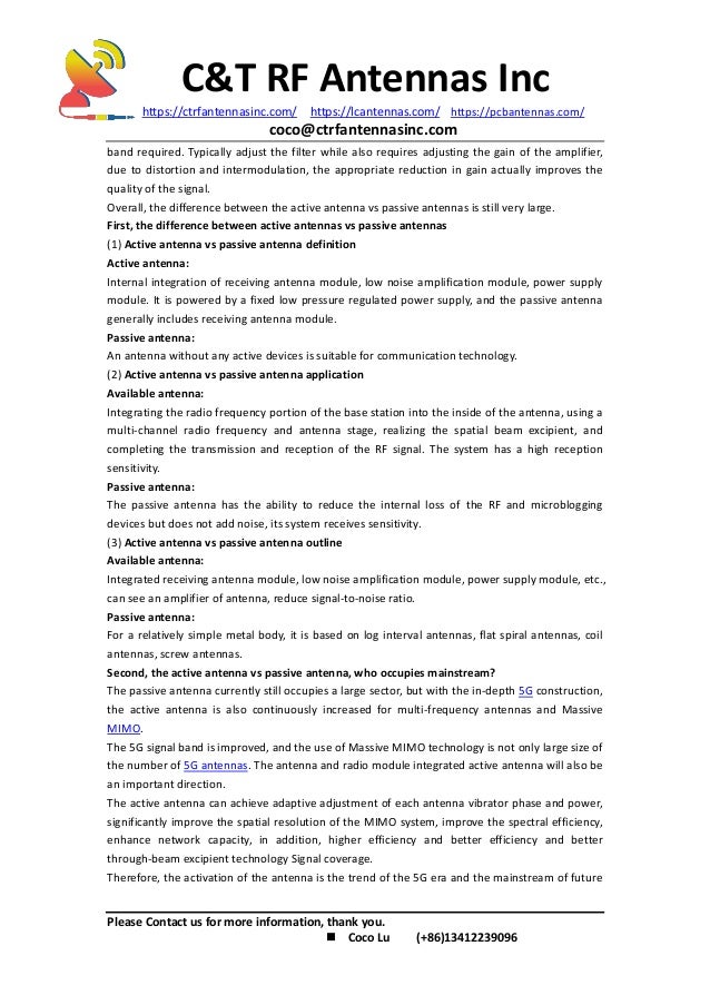 Active antenna vs passive antenna