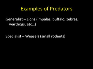 Predacity Active Defense and Predator Specialization | PPT