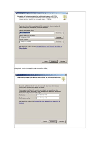 Elegimos una contraseña de administrador:
 