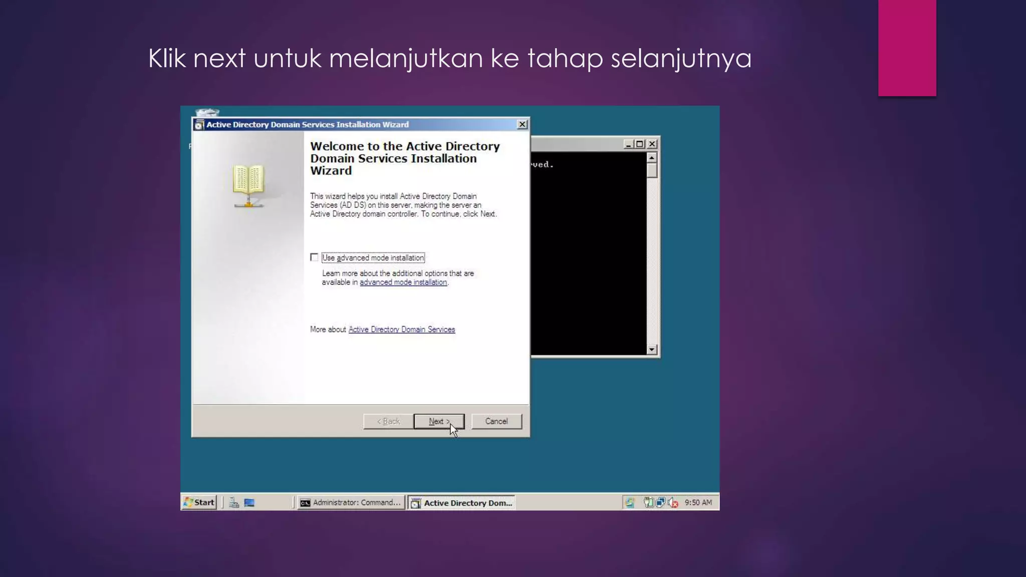 Klik next untuk melanjutkan ke tahap selanjutnya
 