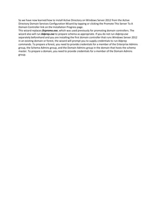 Active directory installation on windows server 2012 | PDF