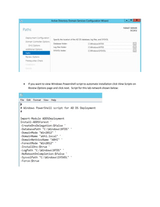 Active directory installation on windows server 2012 | PDF