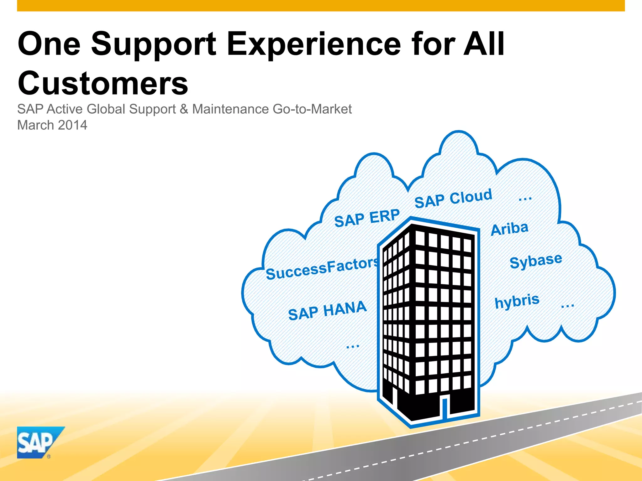SAP Active Global Support & Maintenance Go-to-Market
March 2014
One Support Experience for All
Customers
BR/Ch.
 