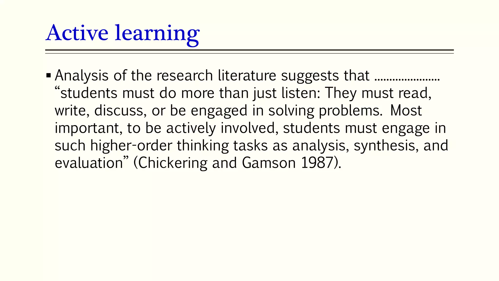 Active learning and teaching | PDF