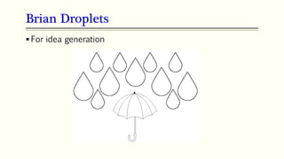 Brian Droplets
 For idea generation
 