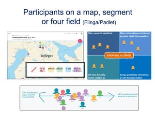 Participants on a map, segment
or four field (Flinga/Padlet)
kollegat
 