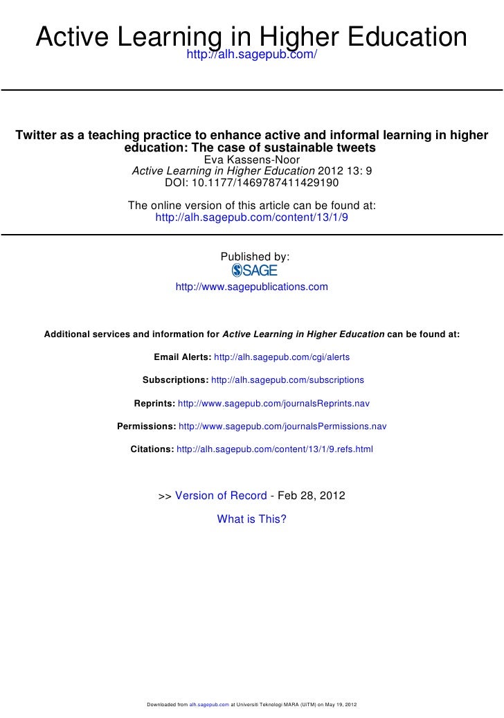 Active learning in higher education 2012-kassens-noor-9-21