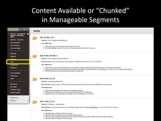 Content Available or “Chunked” 
in Manageable Segments 
 