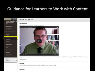 Guidance for Learners to Work with Content 
 