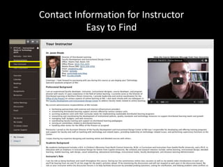 Contact Information for Instructor 
Easy to Find 
 