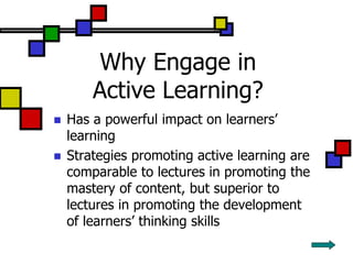 Promoting Active Learning Active Learning Strategies.ppt