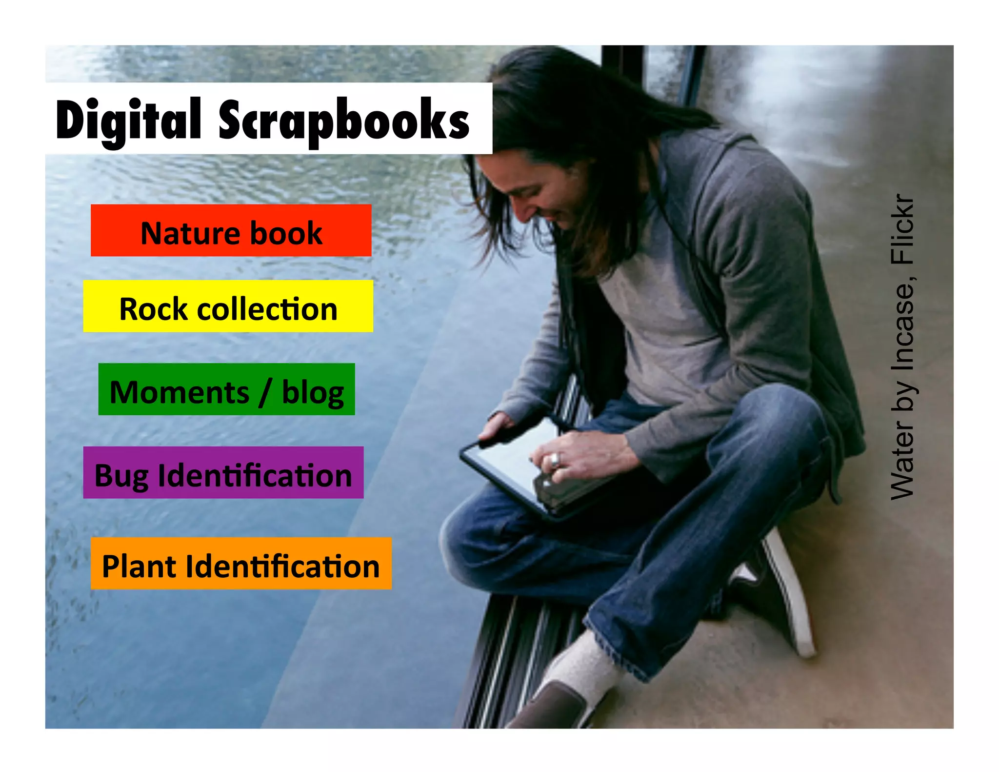 Nature	
  book
Rock	
  collecJon
Moments	
  /	
  blog
Bug	
  IdenJﬁcaJon
Plant	
  IdenJﬁcaJon

Water by Incase, Flickr

Digital Scrapbooks

 