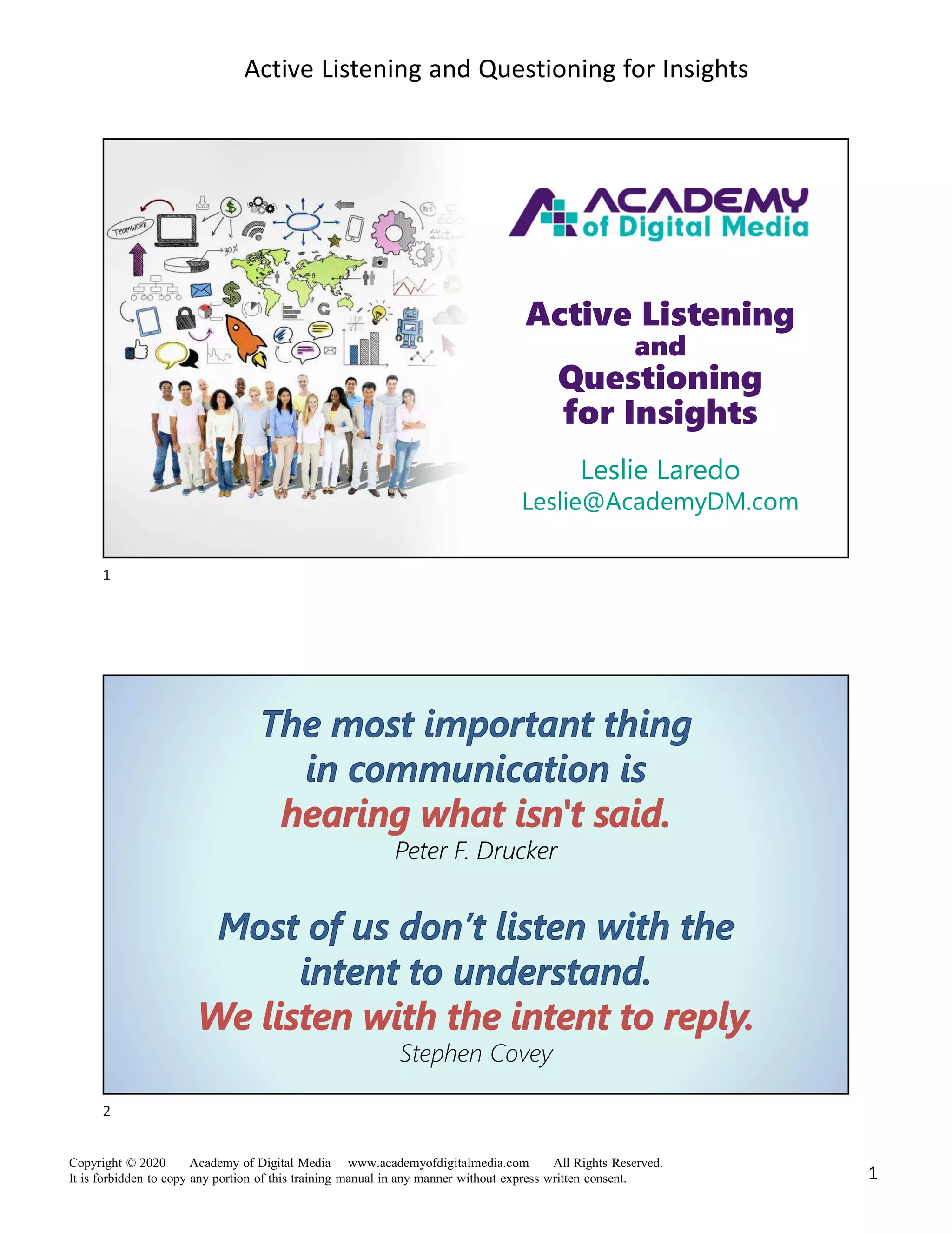 Active listening and questioning v2020 | PDF