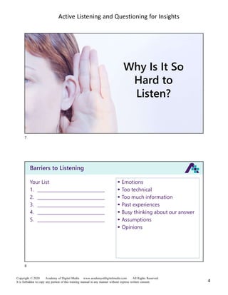 Active listening and questioning v2020 | PDF