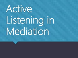 Active
Listening in
Mediation
 