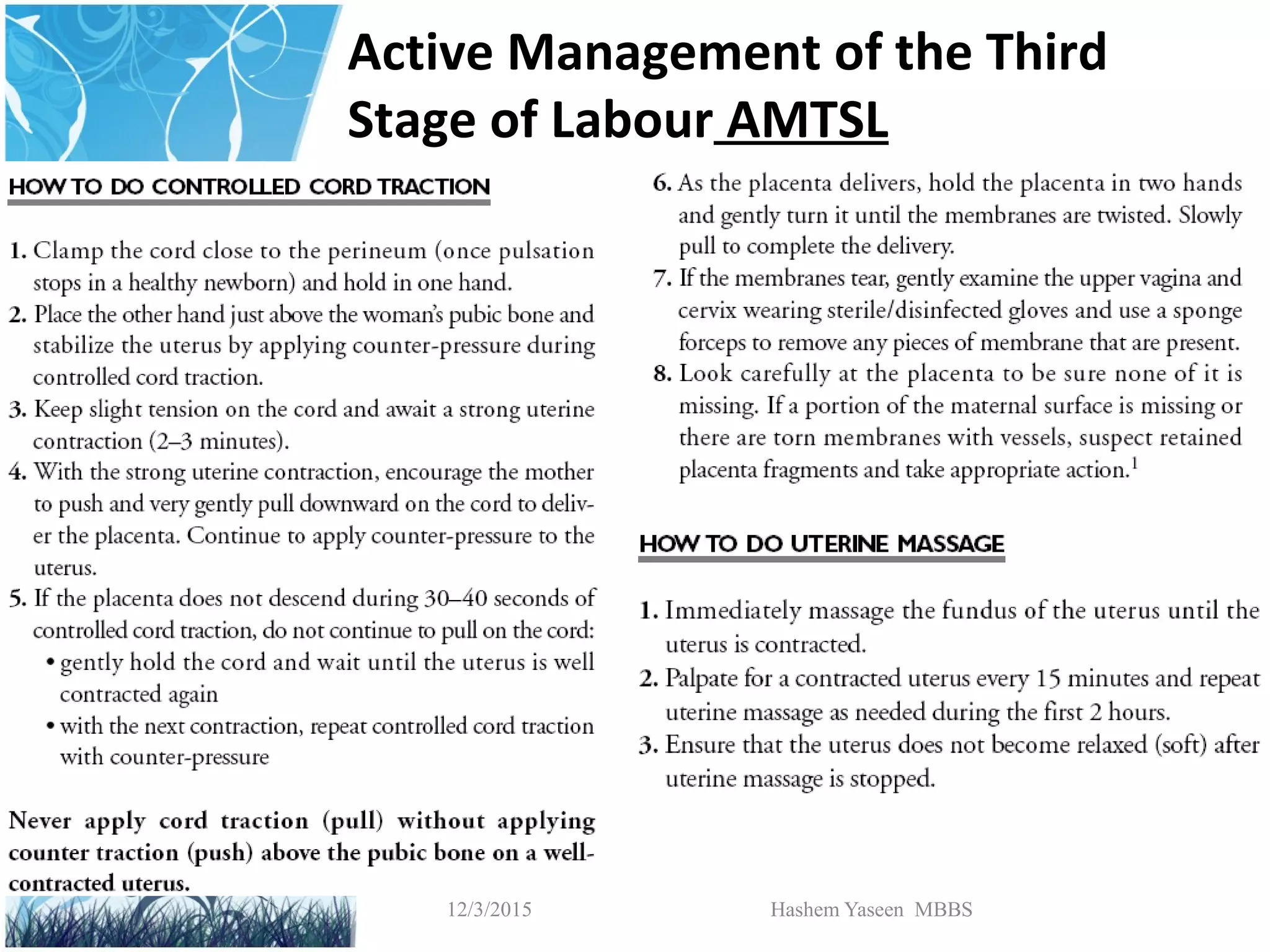 Active management of the third stage of labour | PPT