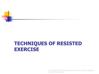 TECHNIQUES OF RESISTED
EXERCISE
 