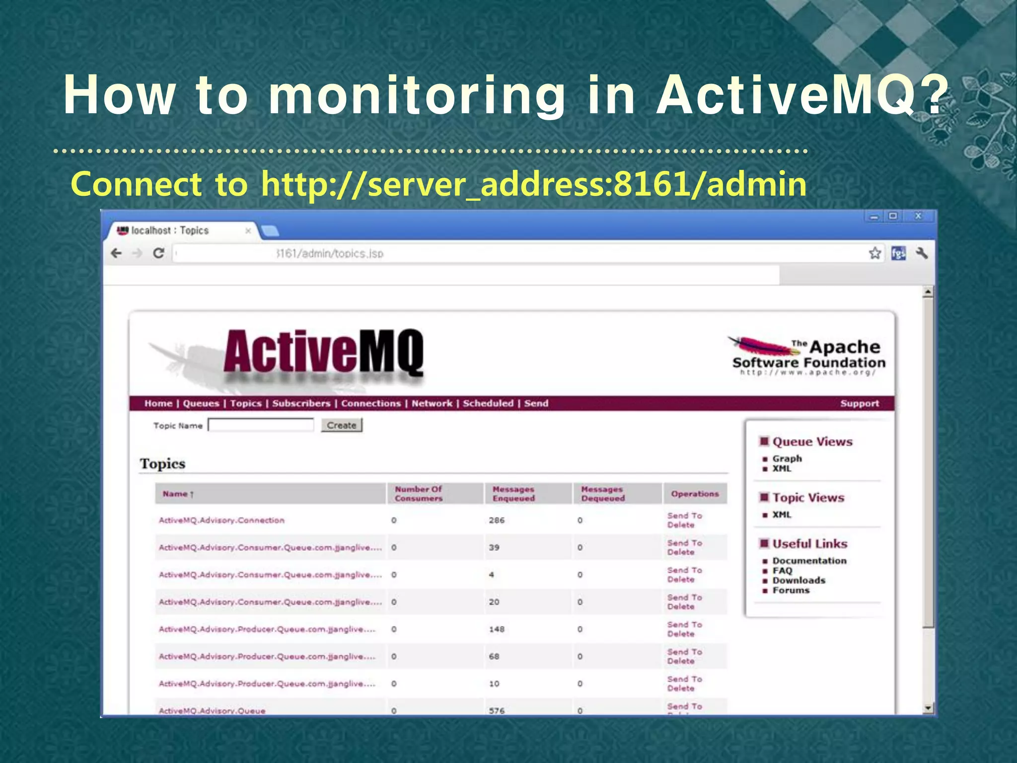 Connect to http://server_address:8161/admin
 