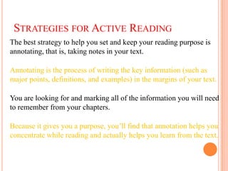 Active Reading Notes Example Active Reading | PPTX