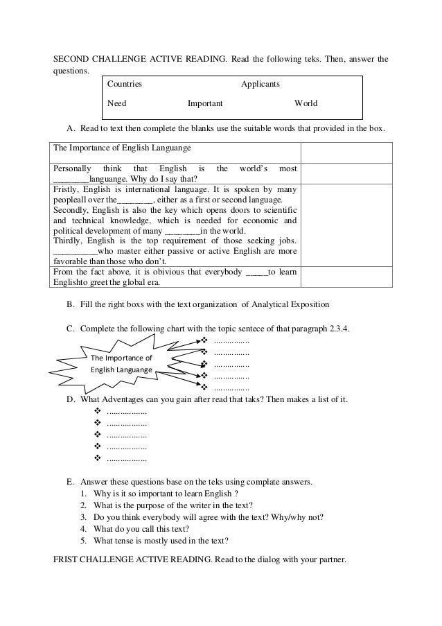 Exercise For Analytical Exposition