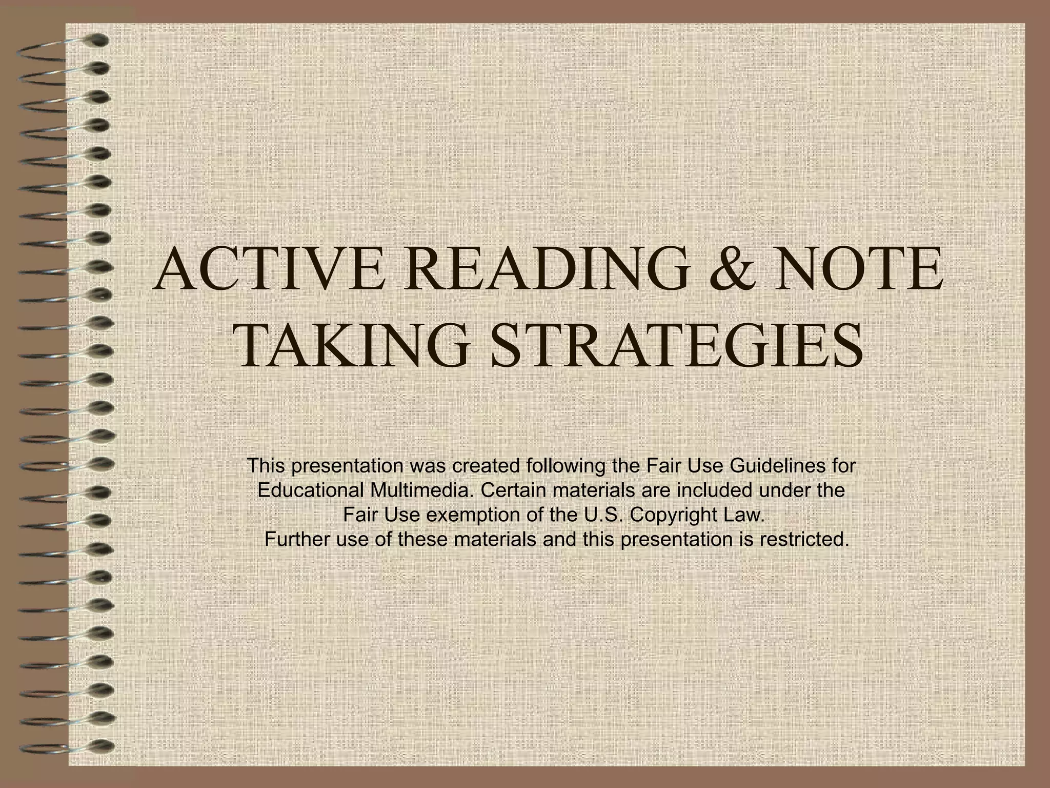 Active reading note taking ppt