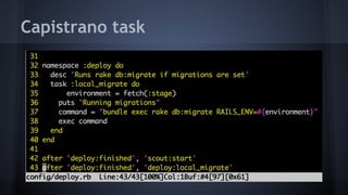 RailsConf 2014 - Advanced aRel: When
ActiveRecord Just Isn’t Enough
● Cameron Dutro
● Works on Twitter’s International
Engineering team
● https://www.youtube.com/watch?
v=ShPAxNcLm3o&index=14&list=PLE7tQUdR
KcyZ5jfnbS_osIoWzK_FrwKz5
 