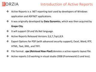 Active reports Training Session | PPTX