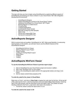 Activereports for -net_user_guide | PDF