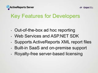 Introduction to ActiveReports Server by GrapeCity | PPTX