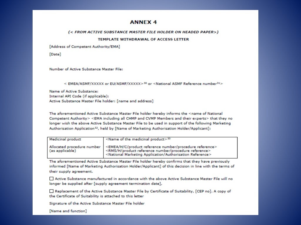 ACTIVE SUBSTANCE MSTER FILE (ASMF) eMA