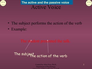 Active Voice and Passive Voice.ppt active | PPT