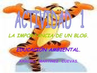 LA IMPORTANCIA DE UN BLOG. EDUCACIÓN AMBIENTAL. ARACELI  MARTINEZ  CUEVAS. ACTIVIDAD  1 