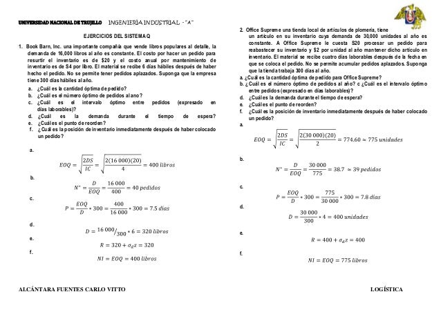 Cantidad o Lote Economico de Compra EOQ