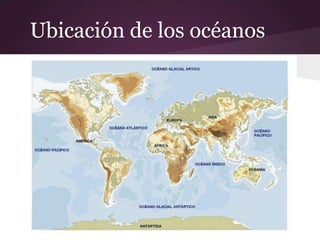 Ubicación de los océanos
 