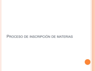 PROCESO DE INSCRIPCIÓN DE MATERIAS
 