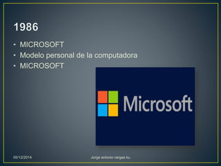 • MICROSOFT 
• Modelo personal de la computadora 
• MICROSOFT 
05/12/2014 Jorge antonio vargas ku 
 