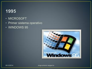 • MICROSOFT 
• Primer sistema operativo 
• WINDOWS 95 
05/12/2014 Jorge antonio vargas ku 
 