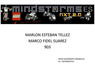 MARLON ESTEBAN TELLEZ
MARCO FIDEL SUAREZ
903
JHON ALEXANDER CARABALLO
LIC. INFORMATICA
 