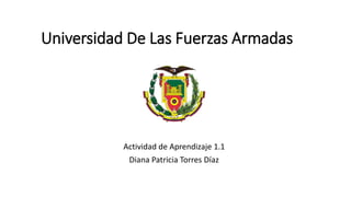 Universidad De Las Fuerzas Armadas
Actividad de Aprendizaje 1.1
Diana Patricia Torres Díaz
 