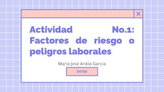 Actividad No.1:
Factores de riesgo o
peligros laborales
María José Ardila García
ENTER
 