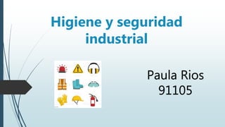 Higiene y seguridad
industrial
Paula Rios
91105
 
