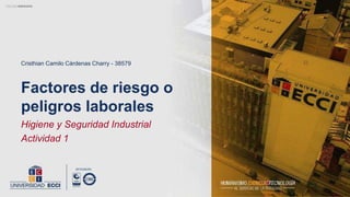 Cristhian Camilo Cárdenas Charry - 38579
Higiene y Seguridad Industrial
Actividad 1
Factores de riesgo o
peligros laborales
 