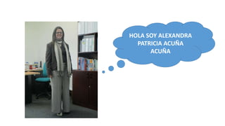 HOLA SOY
ALEXANDRA
PATRICIA ACUÑA
ACUÑA
Mis Redes
Skype: apacu22
Twitter: @apacu22
Facebook:
https://www.facebook.com/apacu
22
 