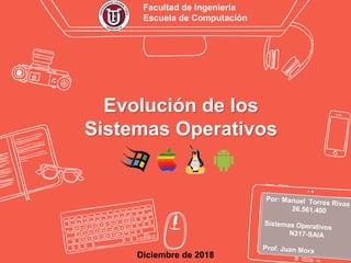 Evolución de los
Sistemas Operativos
Diciembre de 2018
Facultad de Ingeniería
Escuela de Computación
 