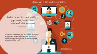 Redes de centros educativos
y grupos para crear
comunidades internas
Un centro educativo, sea un colegio, instituto,
academia o universidad, en una única red
social crea un sentimiento de pertenencia a
una comunidad real.
 