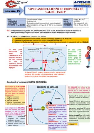 APRENDO EN CASA: APLICAMOS EL LIENZO DE PROPUESTA DE VALOR - PARTE 2 | PDF