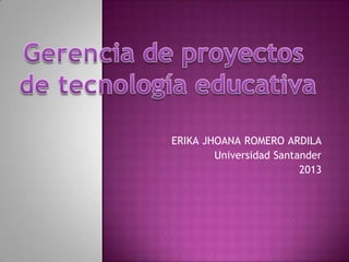 ERIKA JHOANA ROMERO ARDILA
Universidad Santander
2013
 
