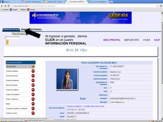 Al ingresar a genesis, damos
CLICK en el cuadro
INFORMACIÓN PERSONAL
 